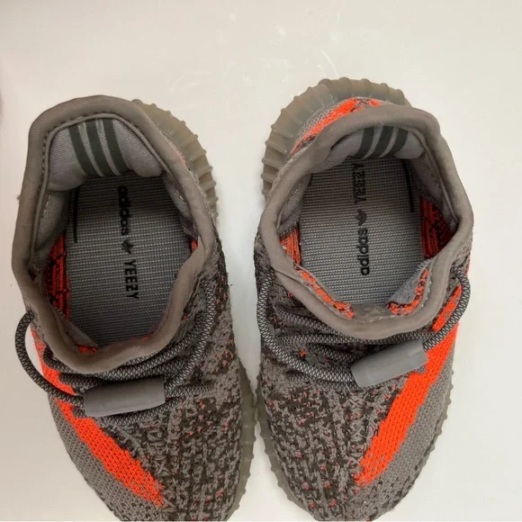 Adidas Yeezy Boost 350 V2 Sneakers/Gray with vibrant orange details Kids- Size 8 - Picture 9 of 11